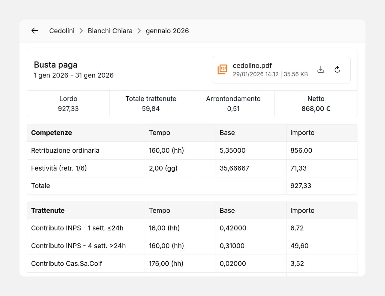 Cedolini in pochi passaggi